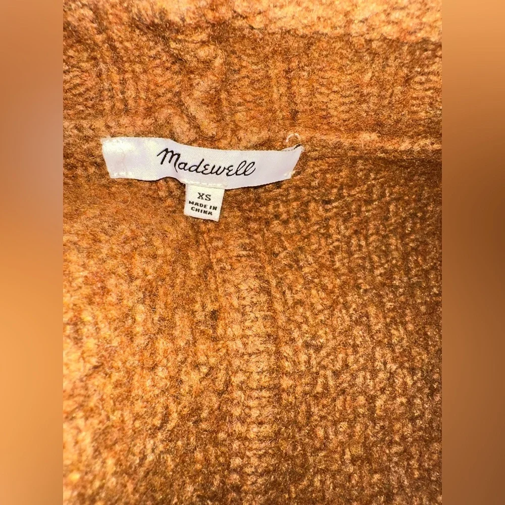 Madewell Wool Alpaca Blend Cardigan XS Rust Open Front Sweater